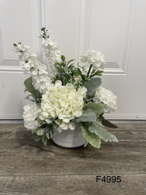 White Hydrangea Silk Flower Arrangement